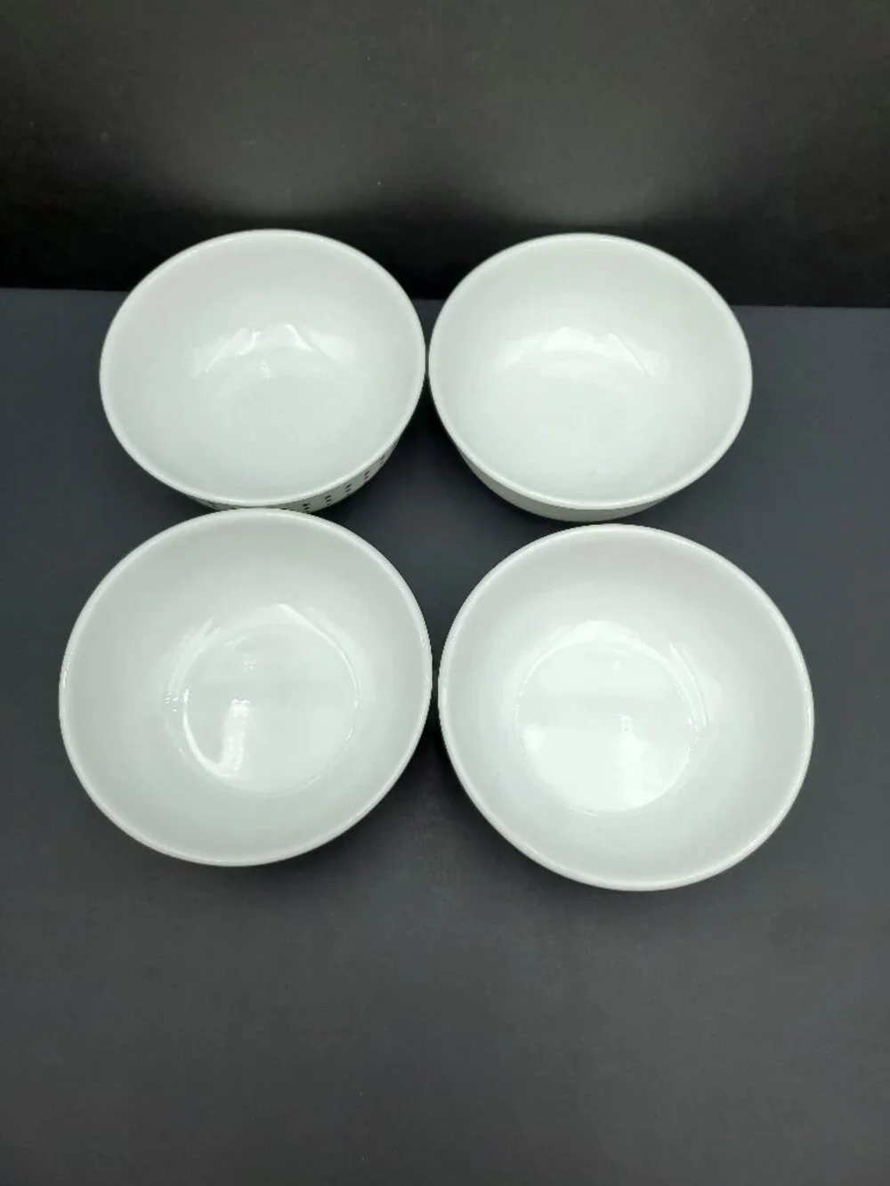 Corelle Bayside Dots Black Cereal Bowls Corning Winter Frost White Soup Bowls